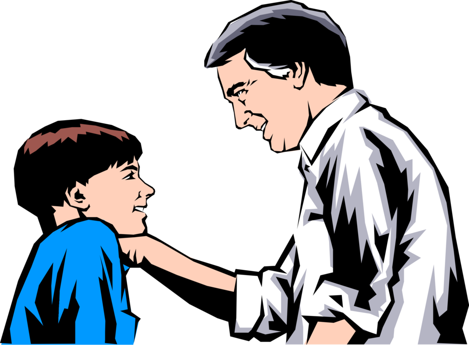 Vector Illustration of Father and Son Have Conversation