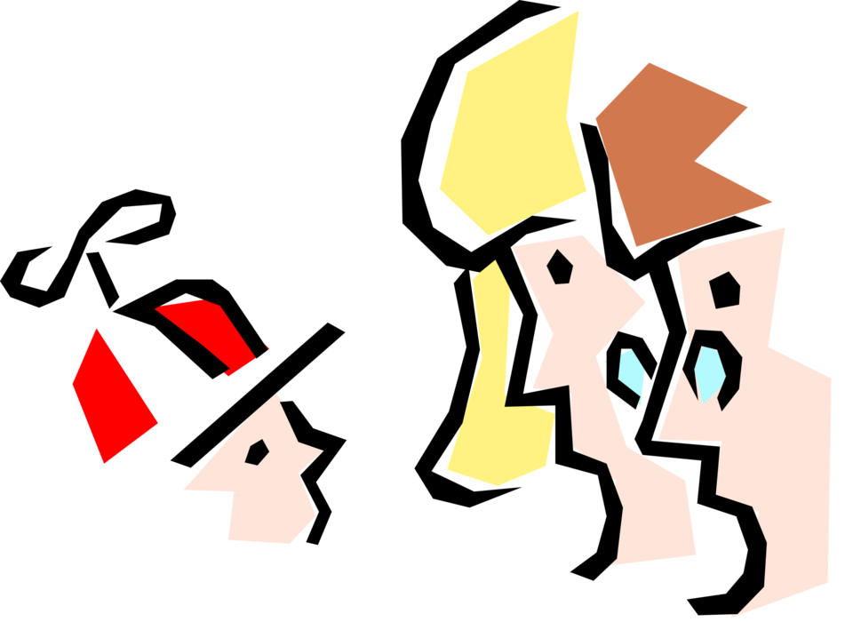 Vector Illustration of Child with Propeller Hat and Two Moms