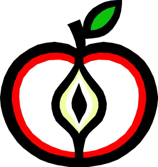 Vector Illustration of Pomaceous Food Fruit Sliced Apple