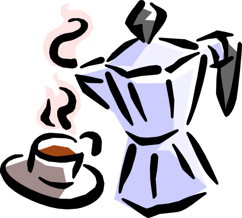Vector Illustration of Freshly Brewed Coffee with Coffee Pot