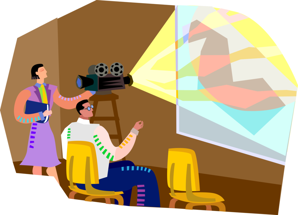 Vector Illustration of Office Video Projector Screen Presentation 