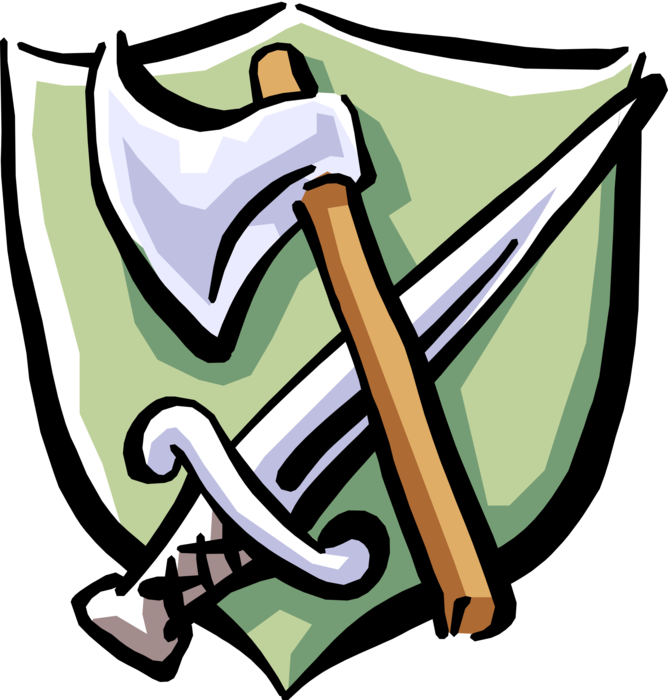 Vector Illustration of Middle Ages Medieval Axe and Sword Weapons