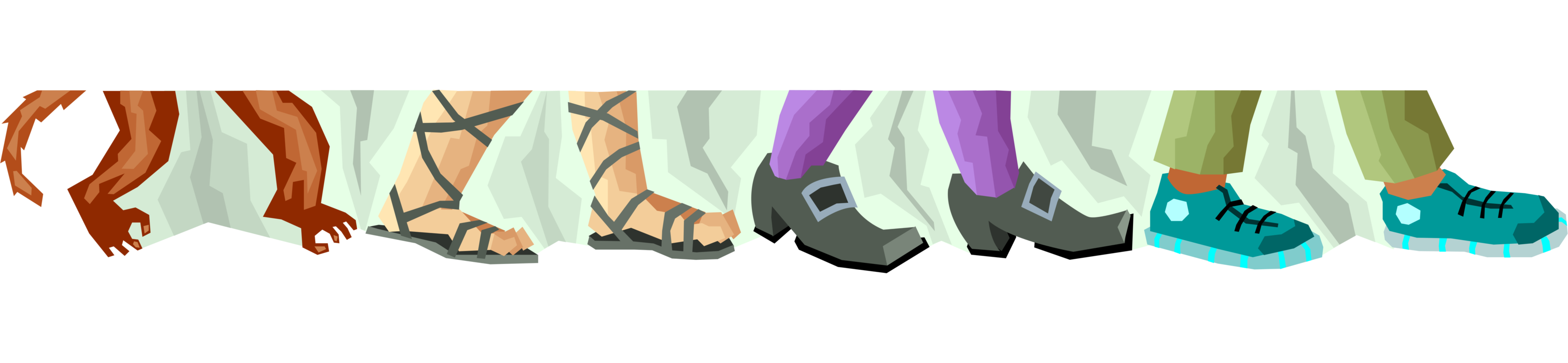 Vector Illustration of The Evolution of Man Walking with Footwear