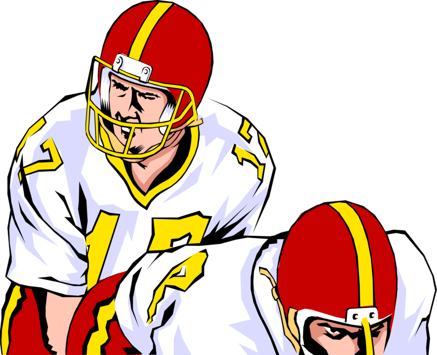 Vector Illustration of Football Quarterback Taking Snap to Start the Play