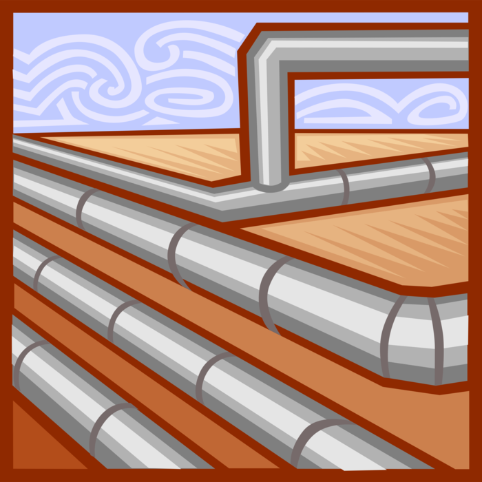 Vector Illustration of Fossil Fuel Petroleum Oil and Gas Industry Refinery Pipelines