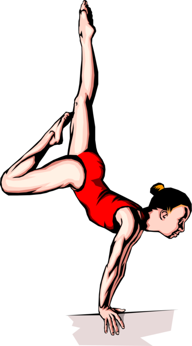 Vector Illustration of Gymnast Performing on Gymnastics Balance Beam