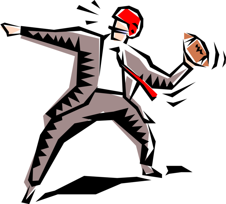 Vector Illustration of Business Executive Quarterback Throws the Football