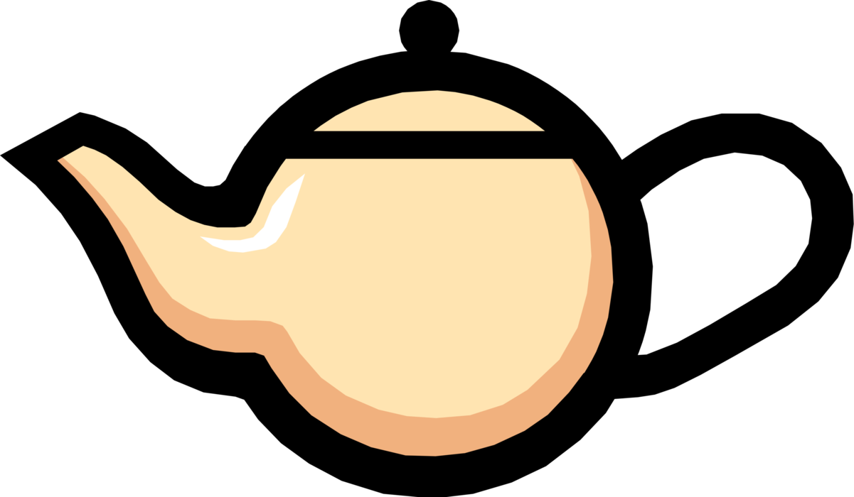 Vector Illustration of Teapot with Spout and Handle Serves Freshly Steeped Tea Leaves