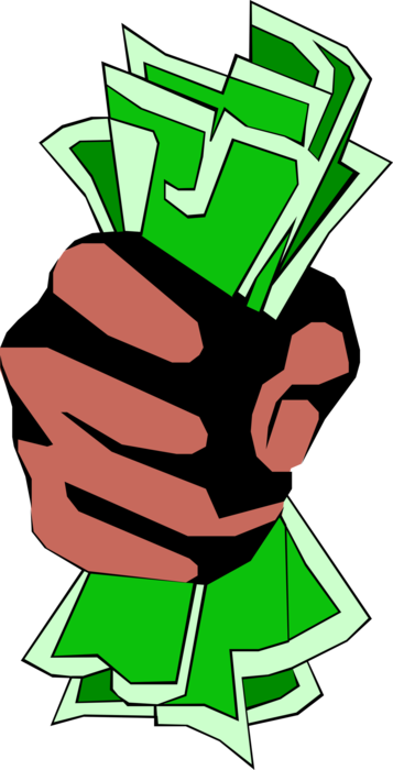 Vector Illustration of African American Fist Full of Cash Money Dollar Bills