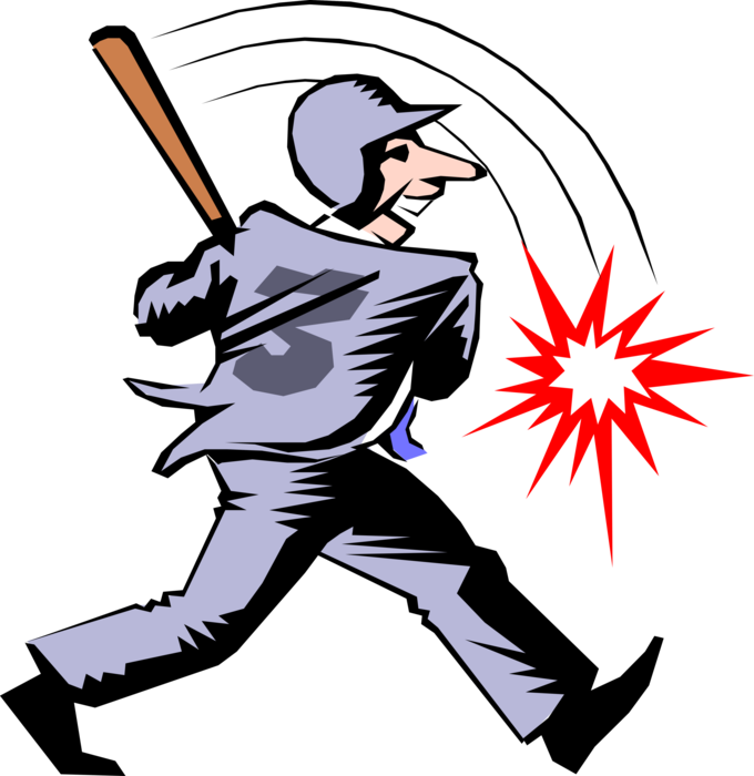 Vector Illustration of Businessman Baseball Player Batter Hits the Ball