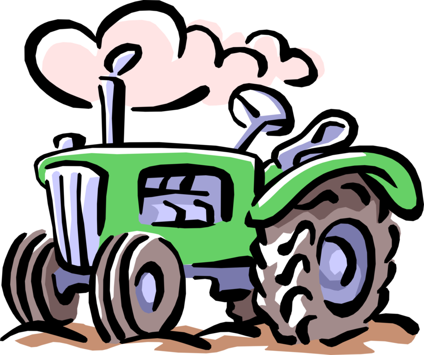 Vector Illustration of Agriculture and Farming Equipment Farm Machinery Tractor