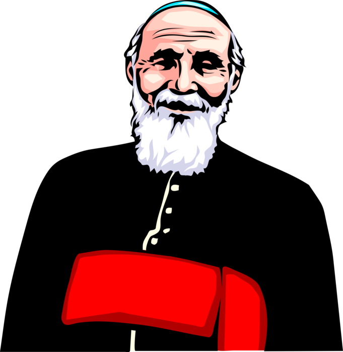 Vector Illustration of Orthodox Catholic Priest Clergy with Red Sash