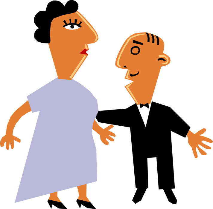 Vector Illustration of Businessman and His Wife Make Perfect Happy Couple 