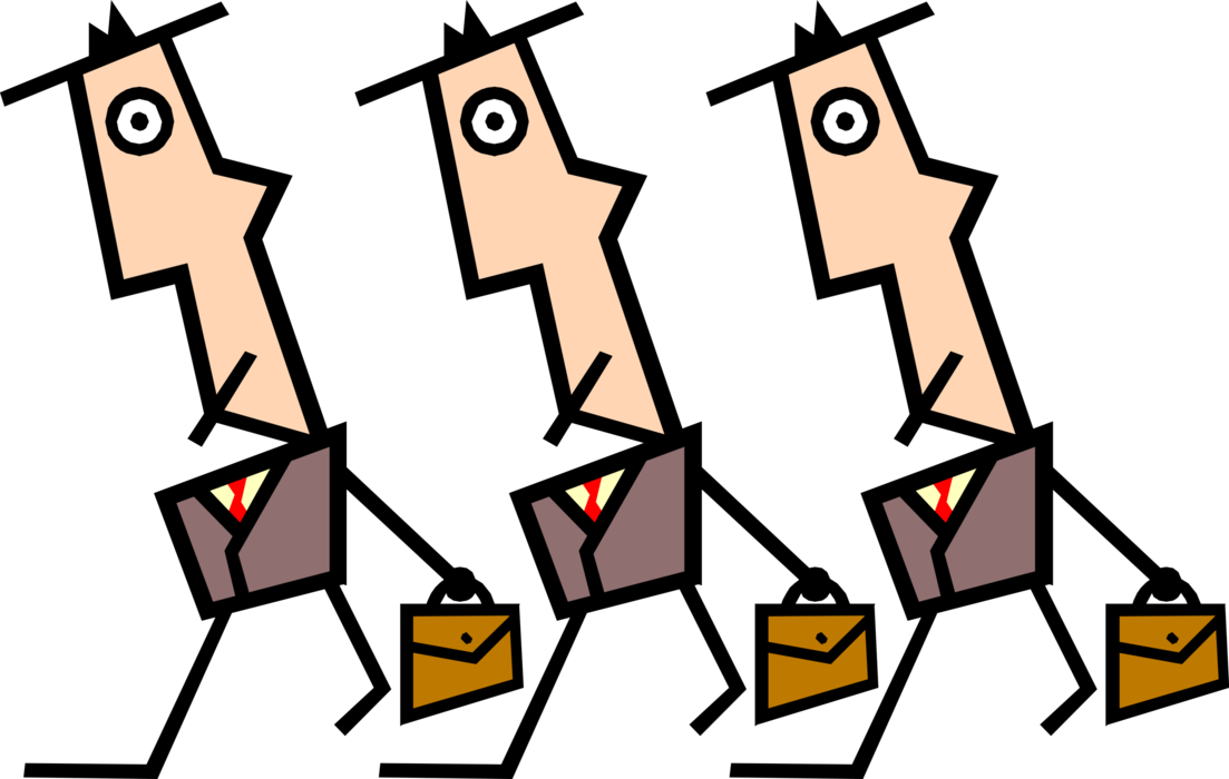 Vector Illustration of Businessmen Clones March in Unison