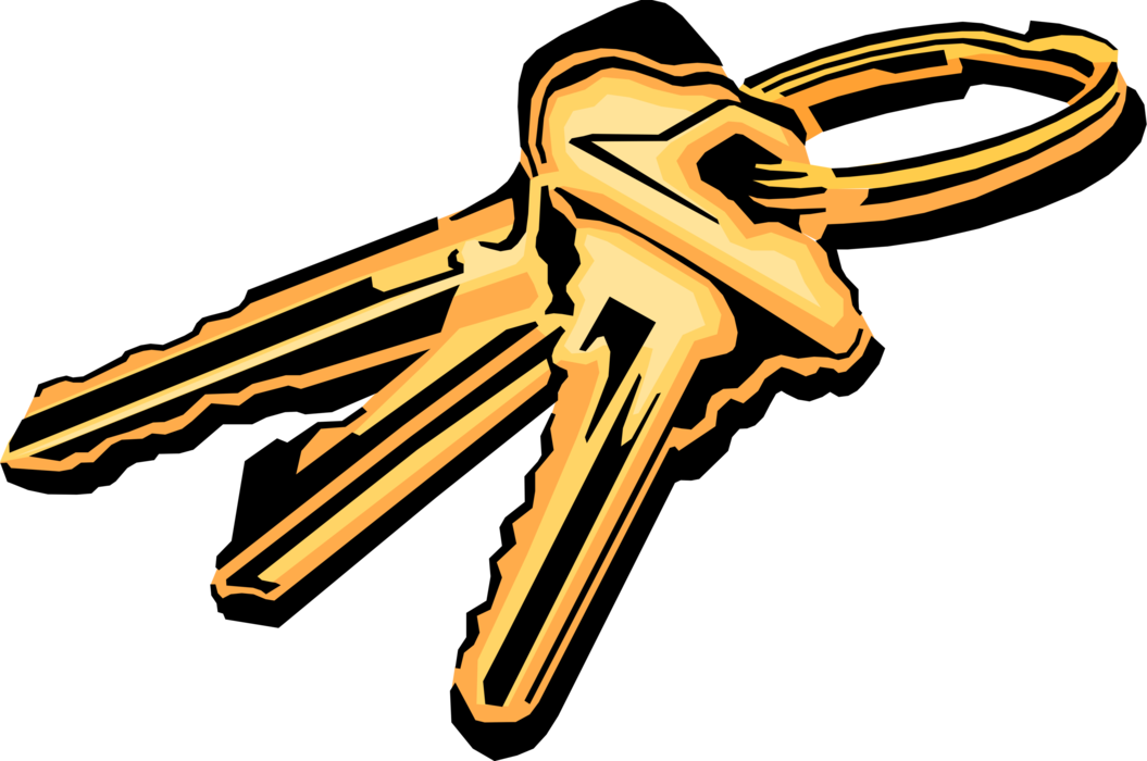 Vector Illustration of Security Key used to Lock or Unlock Padlock Mechanical Security Fastening Device