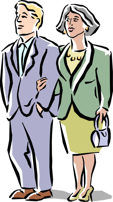 Vector Illustration of Businessman and Woman Co-Workers
