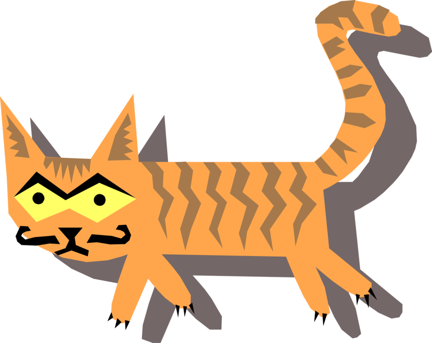 Vector Illustration of Domestic Housecat Kitten Family Pet