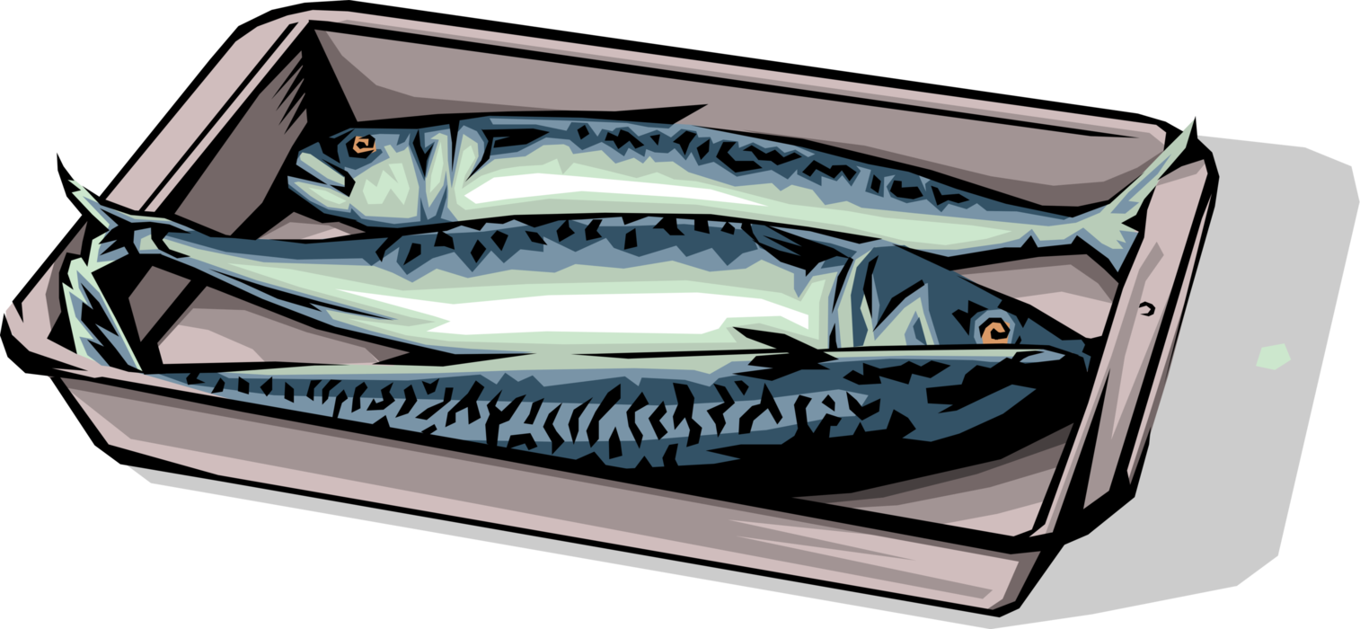 Vector Illustration of Fresh Fish Dinner in Baking Dish