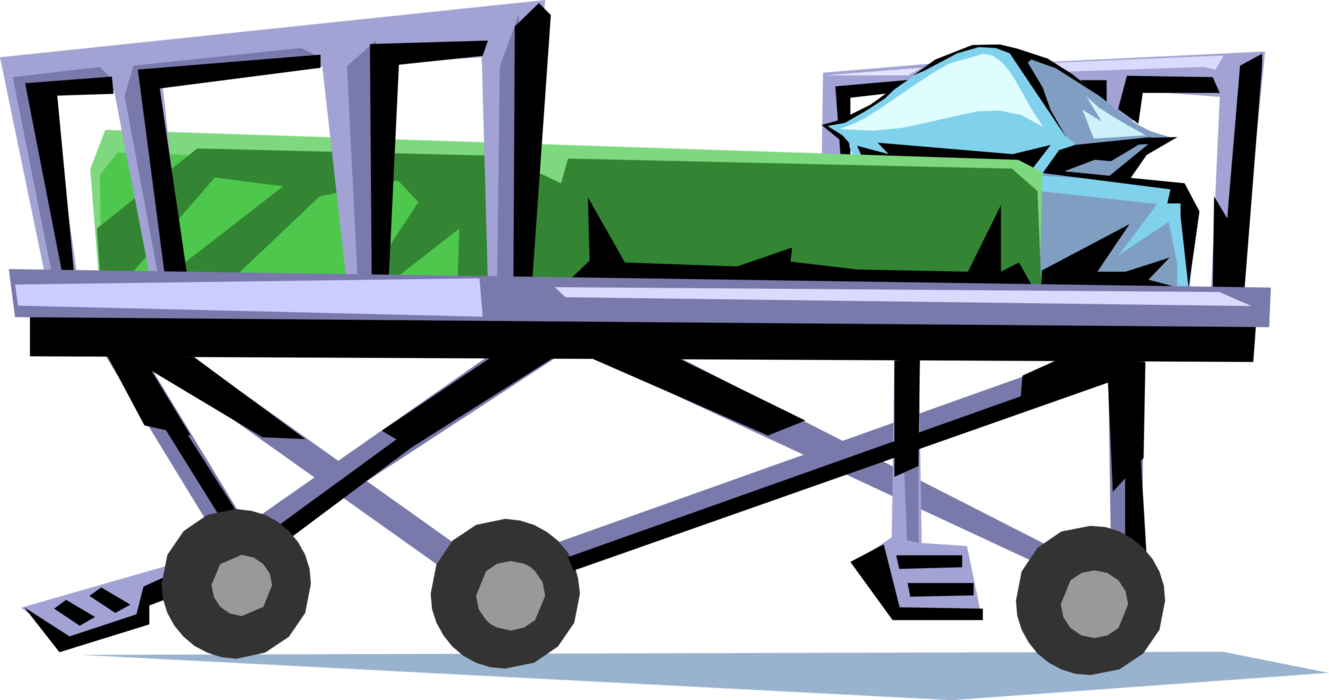Vector Illustration of Hospital Bed Wheeled Stretcher Gurney Transports Patients