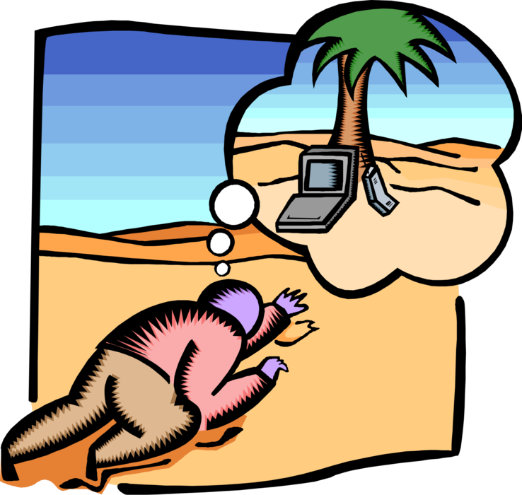 Vector Illustration of Technological Dependence and Addiction to Technology to Survive