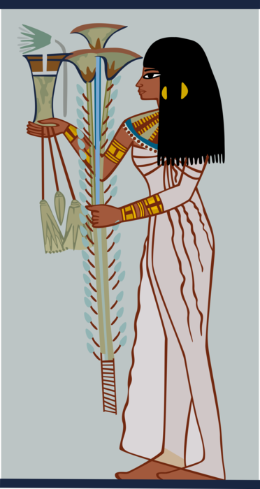 Vector Illustration of Ancient Egyptian Tomb Painting of Woman