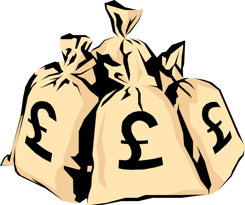 Vector Illustration of Money Bag, Moneybag, or Sack of Money used to Hold and Transport Coins, Cash and Banknotes