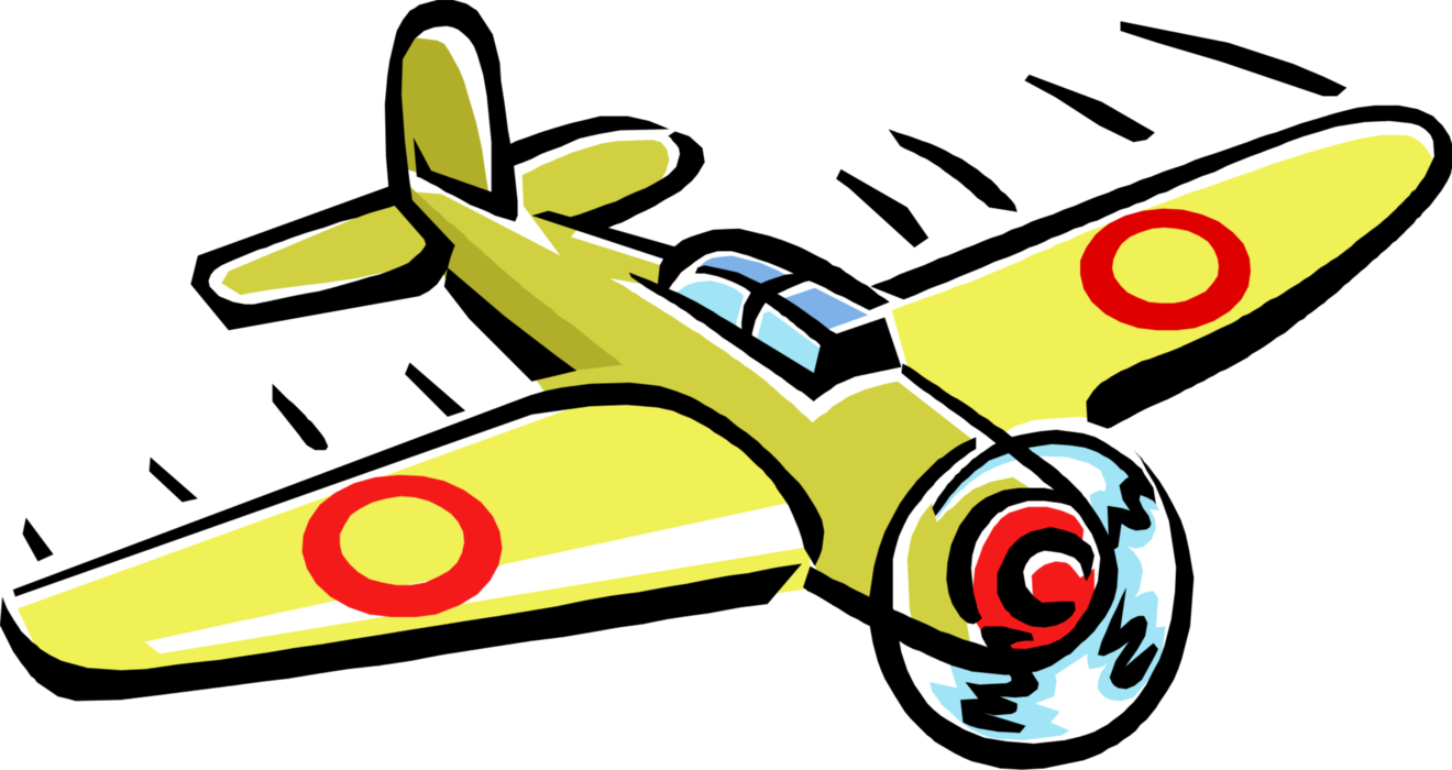 Vector Illustration of Fixed-Wing Japanese Zero Propeller Aircraft Airplane from Second World War