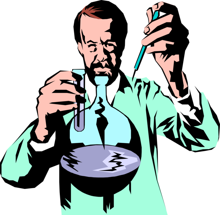 Vector Illustration of Laboratory Scientist with Pipette and Test Tube