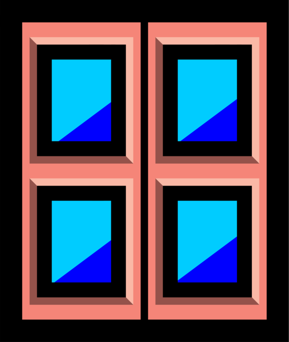 Vector Illustration of Window Opening in Wall Allows Passage of Light