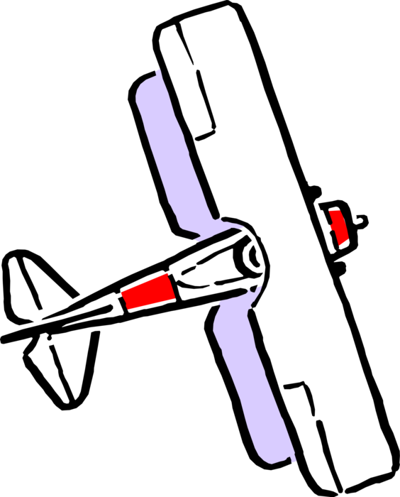 Vector Illustration of Biplane Fixed-Wing Aircraft Airplane with Two Main Wings and Propeller