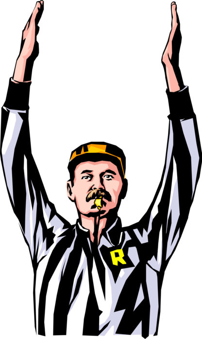 Vector Illustration of Football Referee Announces Touchdown