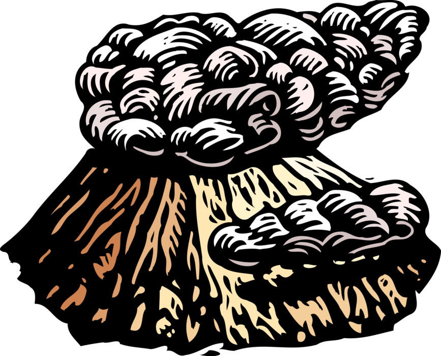 Vector Illustration of Erupting Volcano with Ash Cloud