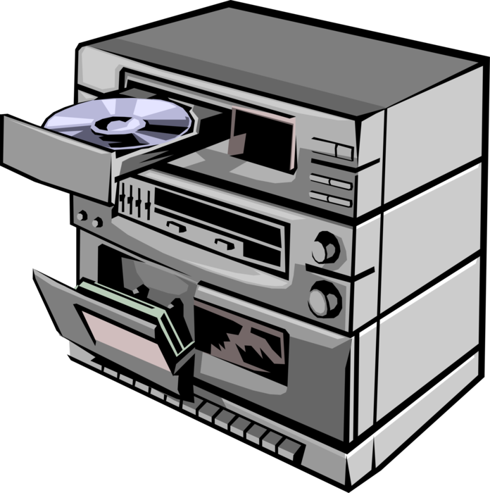 Vector Illustration of Personal Home Stereo System with CD and Cassette Player