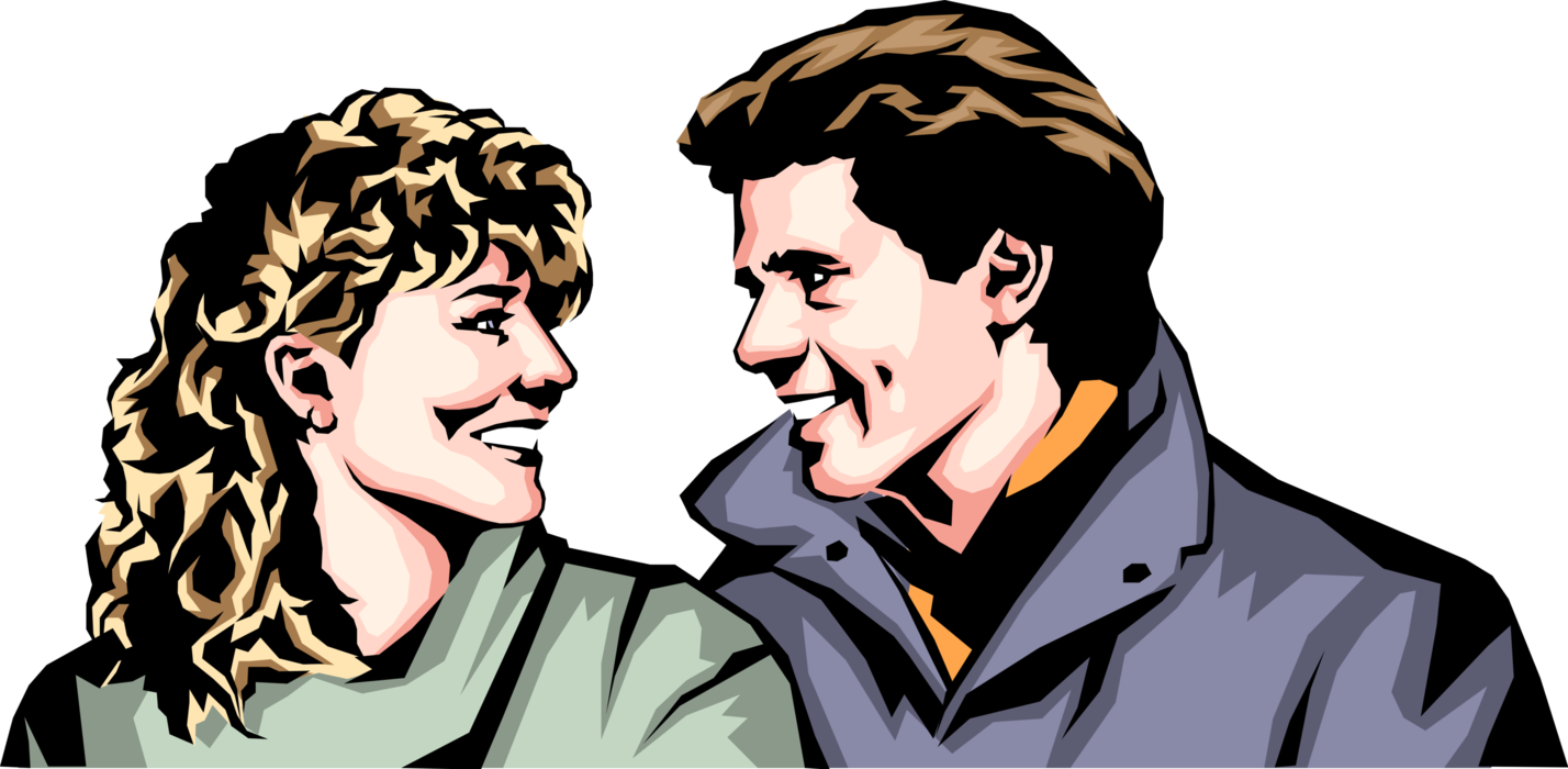 Vector Illustration of Man and Woman Couple Enjoying Life