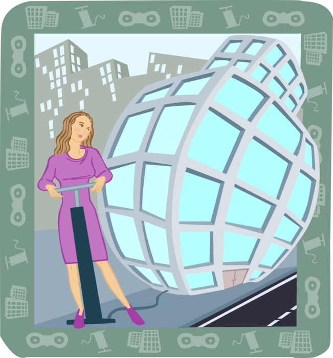 Vector Illustration of Businesswoman Expanding Her Business