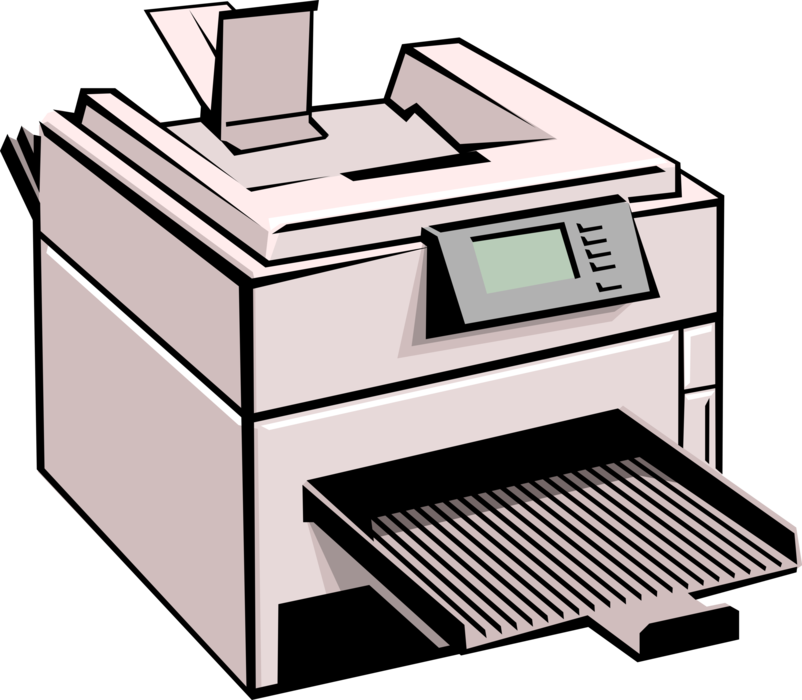 Vector Illustration of Computer Printer Peripheral Document Printing Device