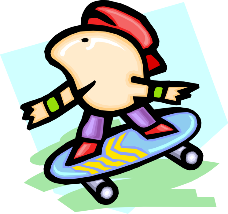 Vector Illustration of Skateboarder on Skateboard Performs Stunts Skateboarding