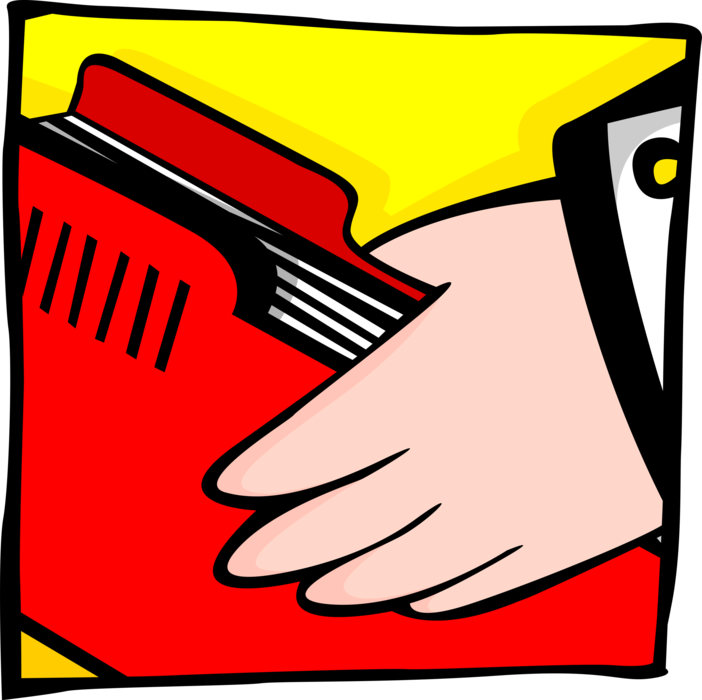 Vector Illustration of Hand with File Folder Holds Loose Papers Together for Organization and Protection