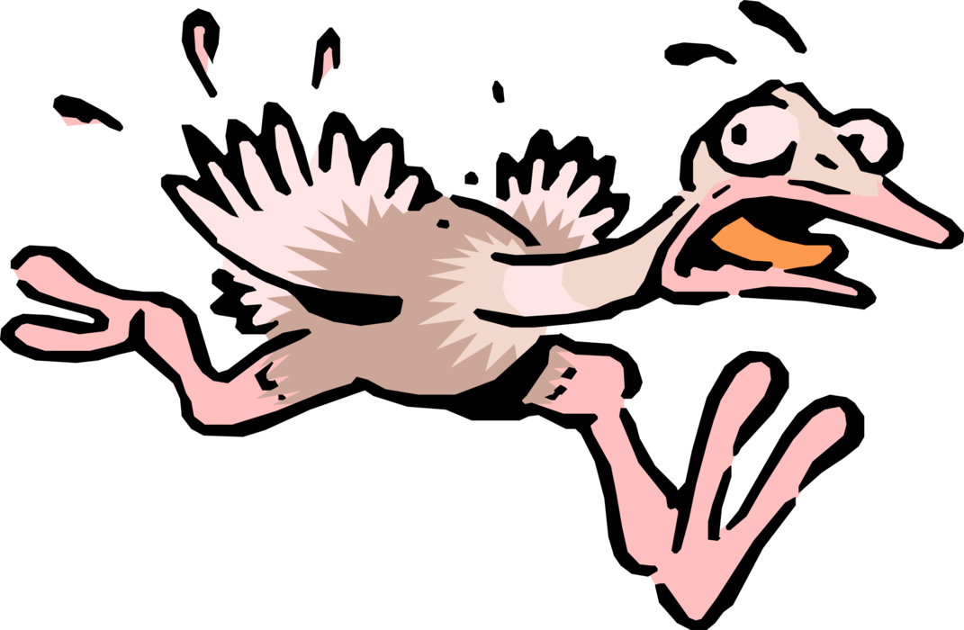 Vector Illustration of Cartoon African Ostrich Runs in Panic