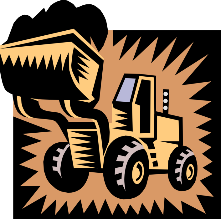 Vector Illustration of Construction Industry Heavy Machinery Equipment Front End Loader