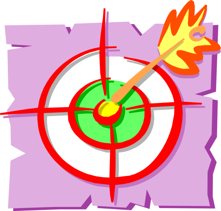 Vector Illustration of Bullseye or Bull's-Eye Target with Arrow