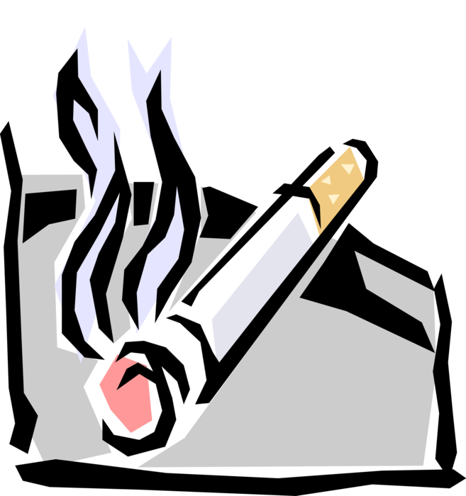 Vector Illustration of Smoker's Cigarette in Ashtray