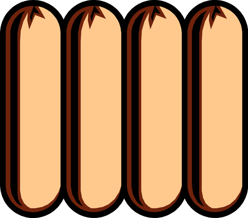 Vector Illustration of Meat Sausages or Hotdogs