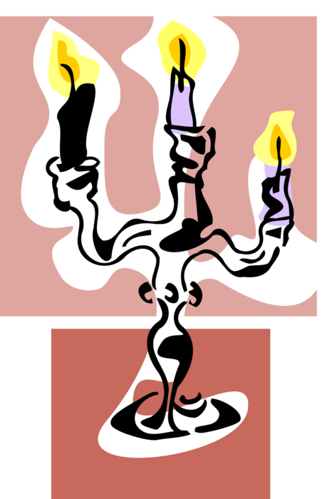Vector Illustration of Candelabra Candlestick Holder with Candles