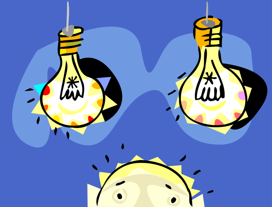 Vector Illustration of Electric Light Bulb Symbol of Invention, Innovation, Inspiration and Good Ideas