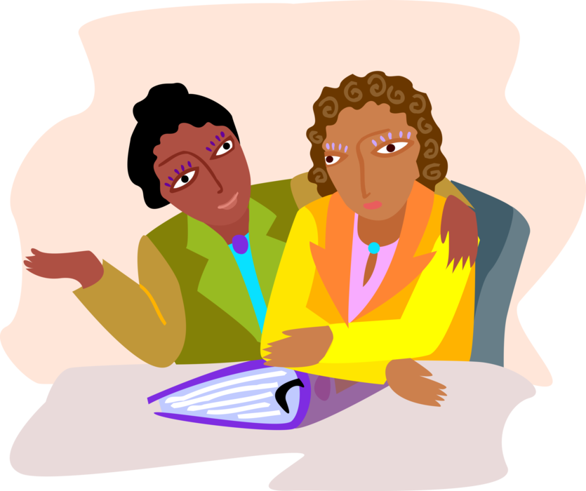 Vector Illustration of Business Associates in Discussion at Work