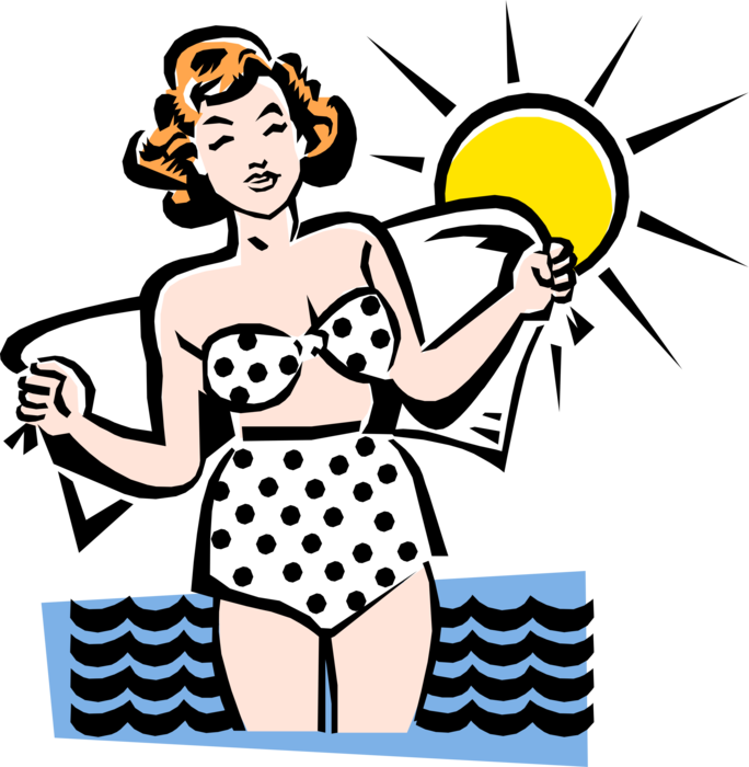 Vector Illustration of 1950's Vintage Style Beach Sun and Sand Vacation Holiday