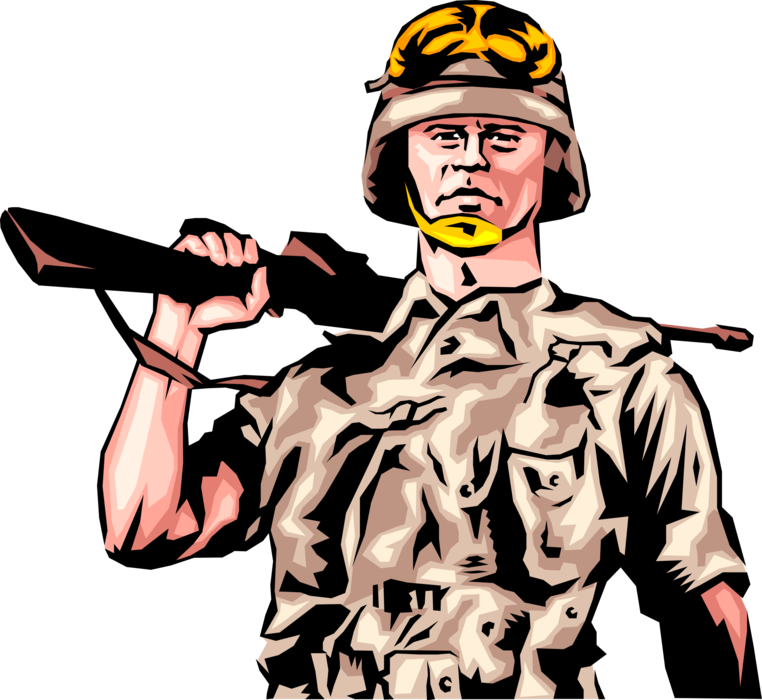 Vector Illustration of Armed Forces Military Combat Soldier in Iraq