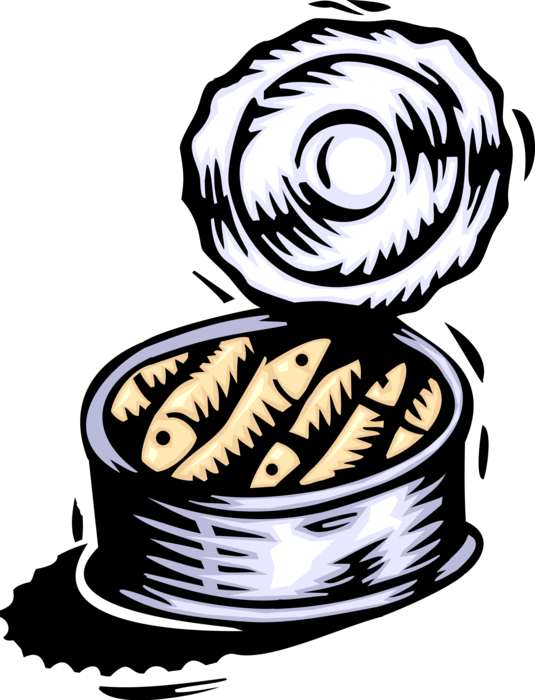 Vector Illustration of Can or Tin of Oily Fish Herring Family Sardines
