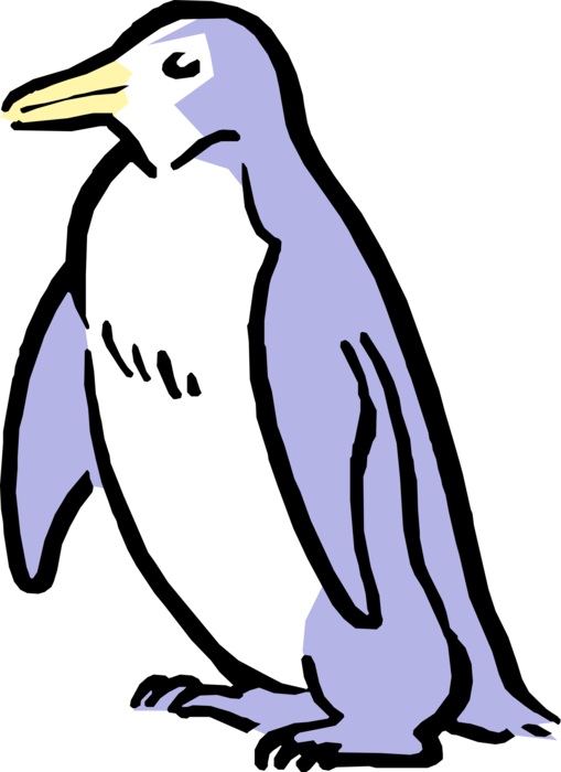 Vector Illustration of Cartoon Penguin Chilling on the Ice